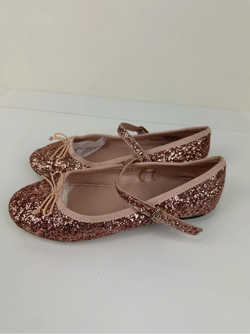 J.Crew Cuts Rose Gold Glitter Mary Jane Ballet Flats Kids Size 3